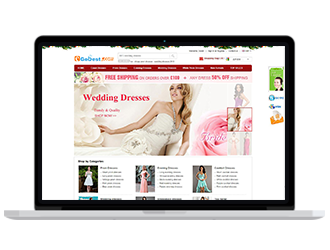 红色大型B2C外贸婚纱网站 礼服外贸商城网站